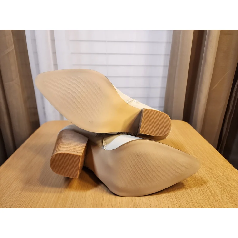 Steve Madden LEATHER Modern Buckle Weaved Western Boots Bootie 10 M Ivory Bone